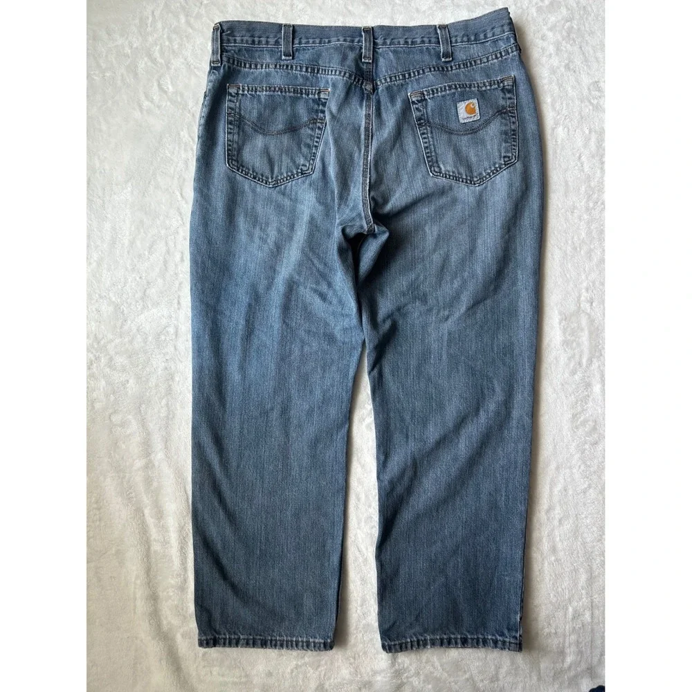 Carhartt Relaxed Fit Jeans Mens 38x30 Blue Denim Work Pants 101483 966